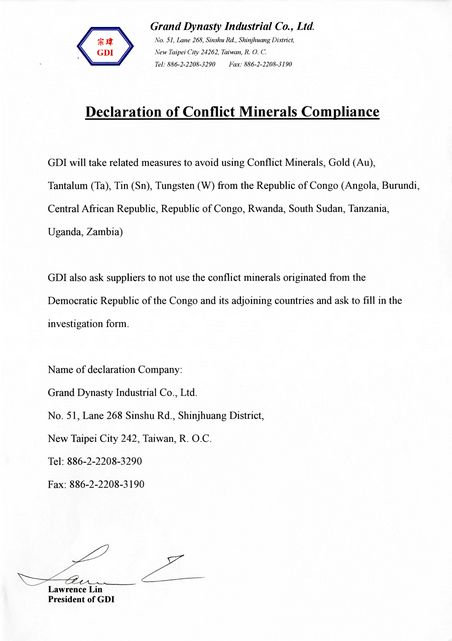 Conflict-Free Minerals Statement