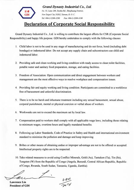 Corporate Social Responsibility Statement